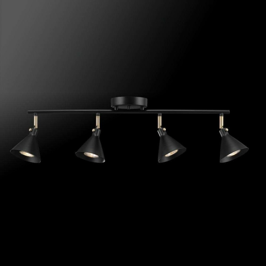 Track Lighting * | Tristan 2.17 Ft. 4-Light Matte Black Linear Track Lighting Kit By Globe Electric