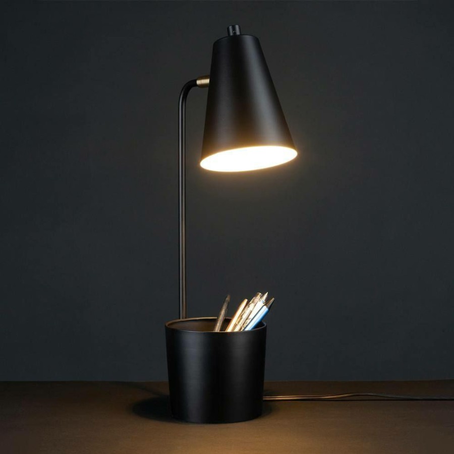 Lamps * | Taylor 18 In. Matte Black Desk Lamp With Organizer By Globe Electric