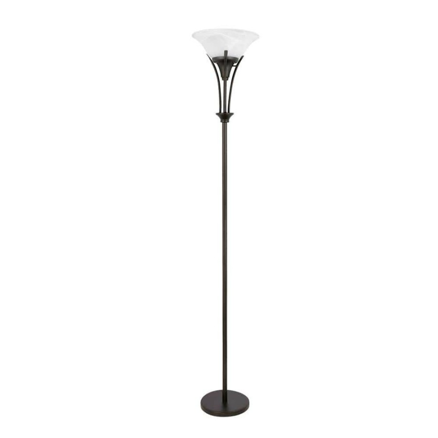 Lamps * | 70.75 In. Dark Bronze Floor With Alabaster Glass Shade By Globe Electric