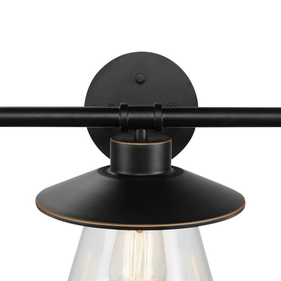 Vanity Lighting * | Nate 3-Light Oil Rubbed Bronze Vanity Light With Clear Glass Shades And Bath Set By Globe Electric