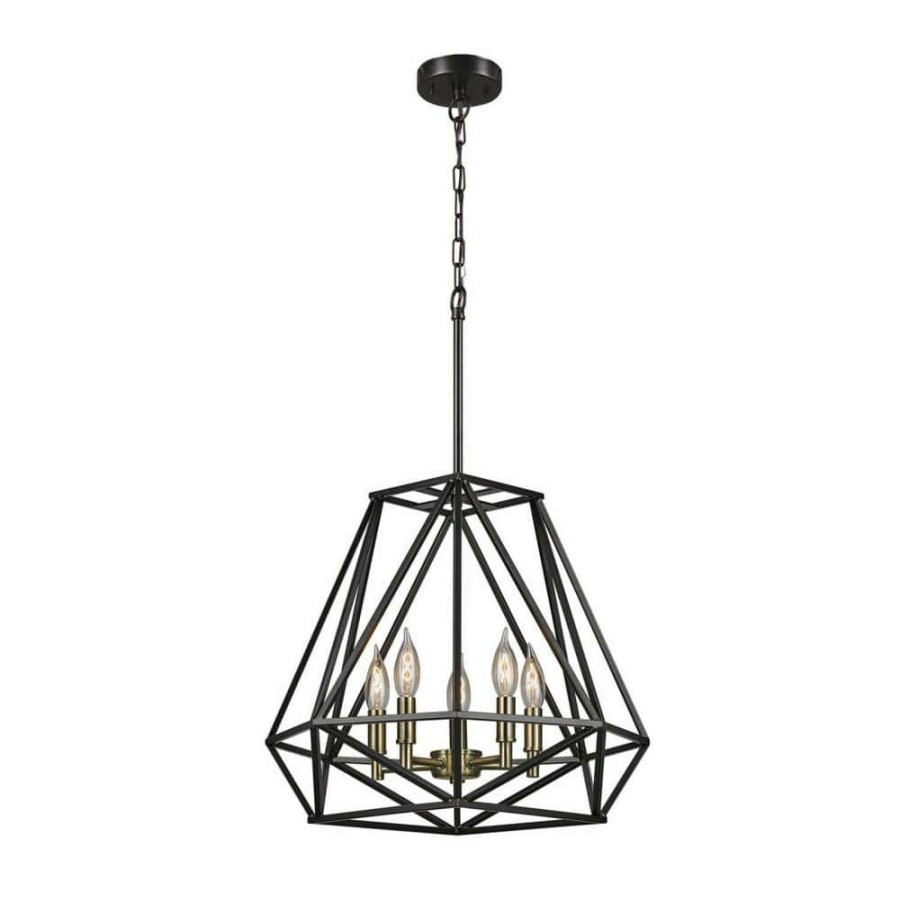 Chandeliers * | Sansa 5-Light Dark Bronze Chandelier By Globe Electric