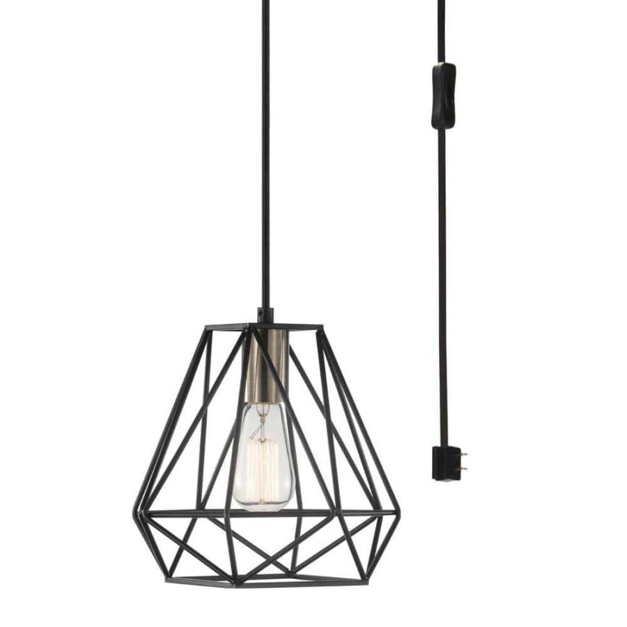 Pendant Lights * | Dawson 1-Light Dark Bronze Plug-In Or Hardwire Pendant Lighting With 15 Ft. Cord By Globe Electric