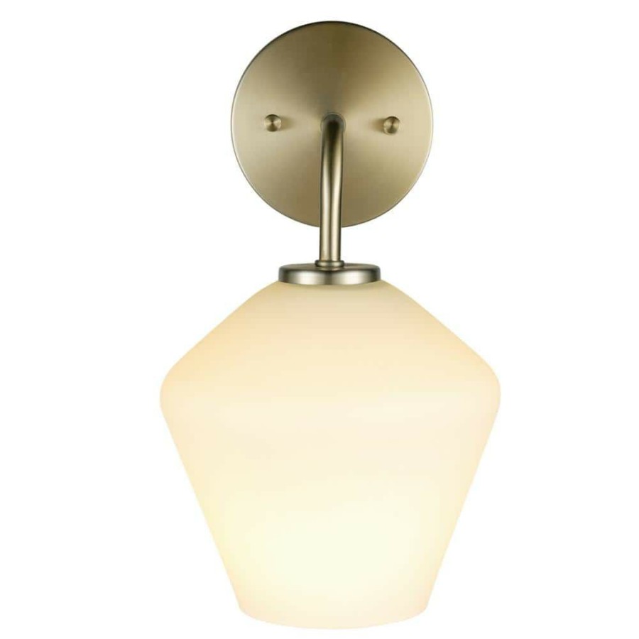 Wall Sconces * | Raja 1-Light Matte Brass Wall Sconce With Opal Glass Shade, Led Bulb Included By Globe Electric