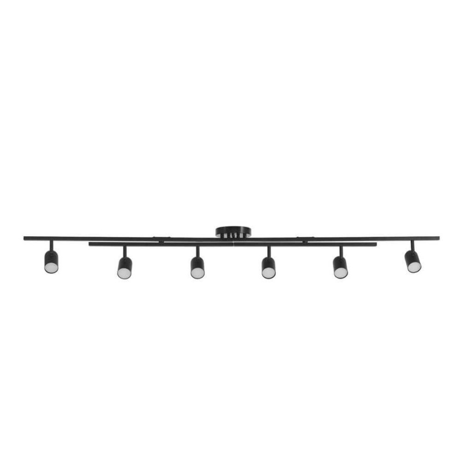 Track Lighting * | 5.35 Ft. 6-Light Matte Black Integrated Led Flexible Track Lighting Kit With Center Swivel Bars By Globe Electric