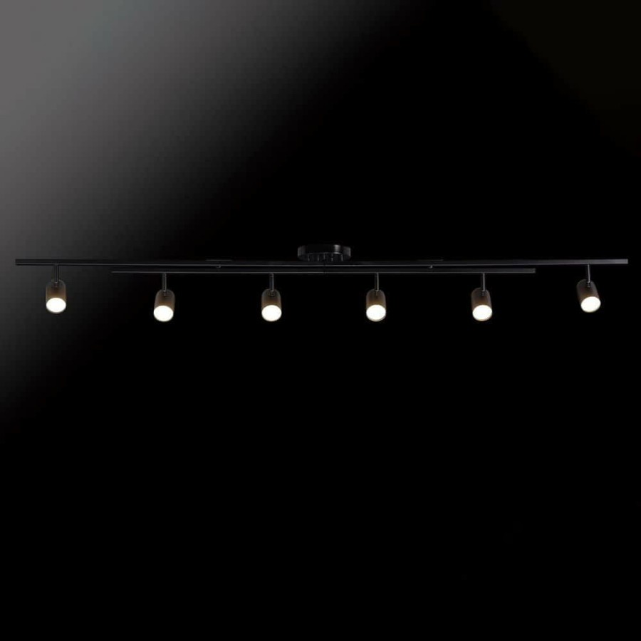 Track Lighting * | 5.35 Ft. 6-Light Matte Black Integrated Led Flexible Track Lighting Kit With Center Swivel Bars By Globe Electric