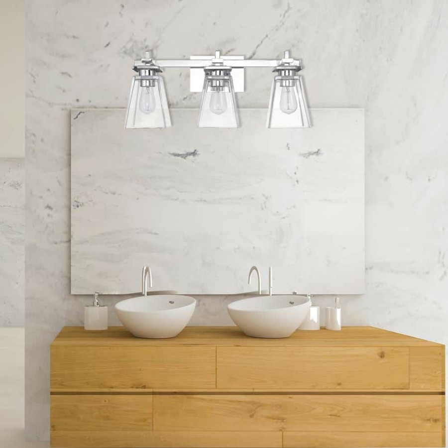 Vanity Lighting * | Yorke 5-Piece Chrome All-In-One Vanity Light Set By Globe Electric